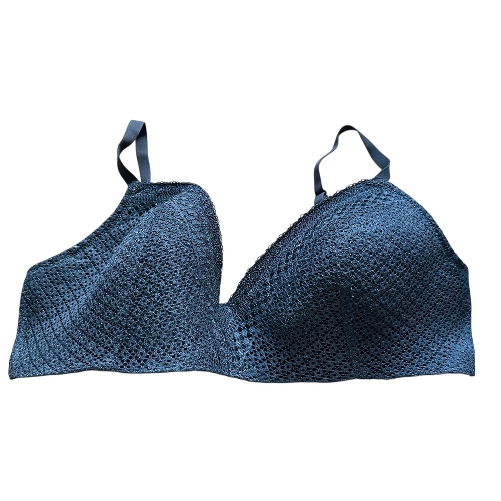 Women's Black Lace Triangle Bralette Wireless Comfort Everyday Bra Size M